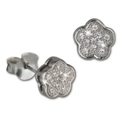 SilberDream Ohrring Blume weiß 925er Silber Ohrstecker GSO2905J