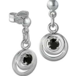 SilberDream Ohrring Doppelring Zirkonia schwarz 925 Ohrhänger SDO580S