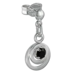 SilberDream Ohrring Doppelring Zirkonia schwarz 925 Ohrhänger SDO580S