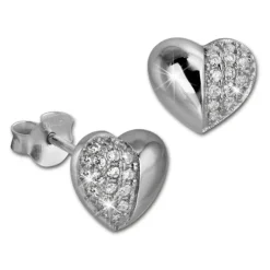 SilberDream Ohrring Herz weiß 925er Silber Ohrstecker GSO2907J