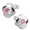 SilberDream Ohrring Kleeblatt Zirkonia rosa 925er Ohrstecker SDO544A
