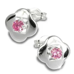 SilberDream Ohrring Kleeblatt Zirkonia rosa 925er Ohrstecker SDO544A