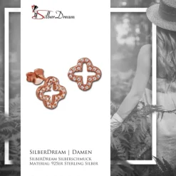 SilberDream Ohrring Kleeblatt rose vergoldet 925er Silber Ohrstecker GSO2906E