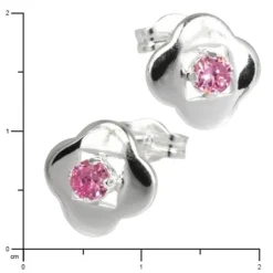 SilberDream Ohrring Kleeblatt Zirkonia rosa 925er Ohrstecker SDO544A