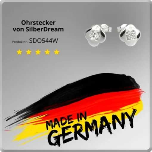 SilberDream Ohrring Kleeblatt Zirkonia weiß 925er Ohrstecker SDO544W