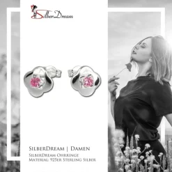 SilberDream Ohrring Kleeblatt Zirkonia rosa 925er Ohrstecker SDO544A