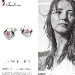 SilberDream Ohrring Kleeblatt Zirkonia rosa 925er Ohrstecker SDO544A
