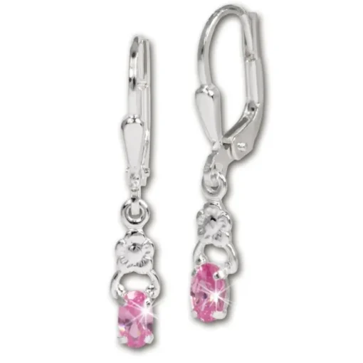 SilberDream Ohrring Kleine Blume Zirkonia rosa 925 Ohrhänger SDO535A