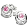 SilberDream Ohrring Kreise Zirkonia rosa 925 Silber Ohrstecker SDO542A