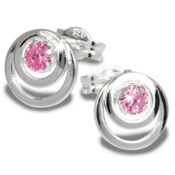 SilberDream Ohrring Kreise Zirkonia rosa 925 Silber Ohrstecker SDO542A
