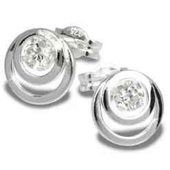 SilberDream Ohrring Kreise Zirkonia weiß 925 Silber Ohrstecker SDO542W