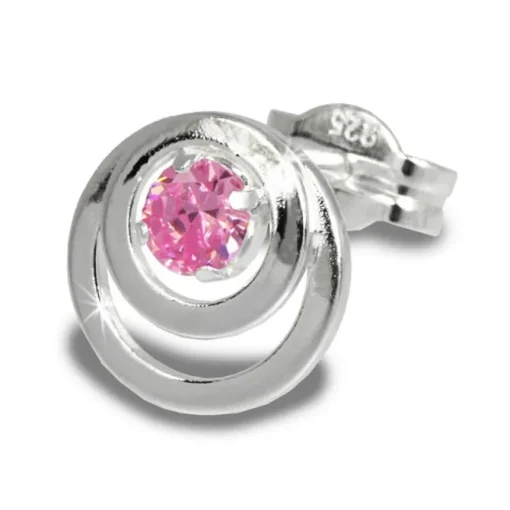 SilberDream Ohrring Kreise Zirkonia rosa 925 Silber Ohrstecker SDO542A