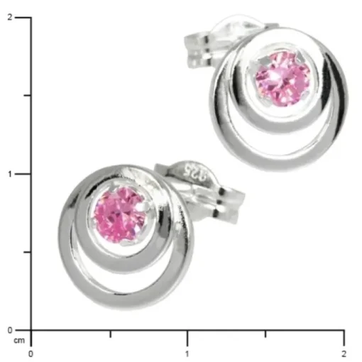 SilberDream Ohrring Kreise Zirkonia rosa 925 Silber Ohrstecker SDO542A