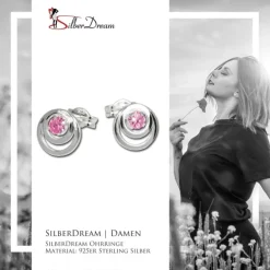 SilberDream Ohrring Kreise Zirkonia rosa 925 Silber Ohrstecker SDO542A