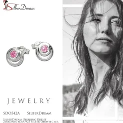 SilberDream Ohrring Kreise Zirkonia rosa 925 Silber Ohrstecker SDO542A