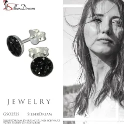 SilberDream Ohrring Rund schwarz 925er Silber Ohrstecker GSO252S