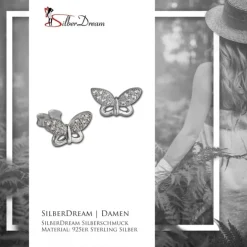 SilberDream Ohrring Schmetterling weiß 925er Silber Ohrstecker GSO2903J