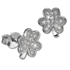 SilberDream Ohrring Shamrock weiß 925er Silber Ohrstecker GSO2901J