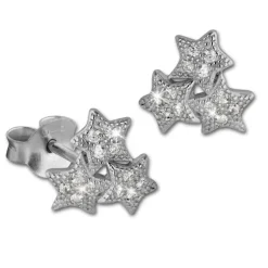 SilberDream Ohrring Sterne weiß 925er Silber Ohrstecker GSO2900J