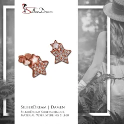 SilberDream Ohrring Sterne rose vergoldet 925er Silber Ohrstecker GSO2904E
