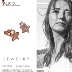 SilberDream Ohrring Sterne rose vergoldet 925er Silber Ohrstecker GSO2904E