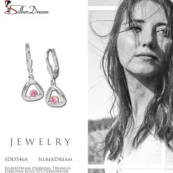 SilberDream Ohrring Triangel Zirkonia rosa 925 Ohrhänger SDO546A