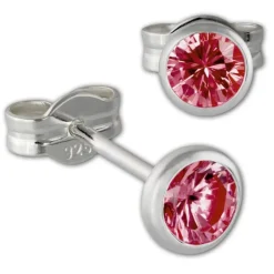 SilberDream Ohrring Zirkonia rubinrot 4mm 925 Silber Ohrstecker SDO5534P