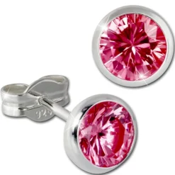 SilberDream Ohrring Zirkonia rubinrot 6mm 925 Silber Ohrstecker SDO5536P