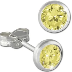 SilberDream Ohrring Zirkonia hellgrün 5mm 925 Silber Ohrstecker SDO5535L
