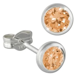 SilberDream Ohrring Zirkonia goldbraun 5mm 925 Silber Ohrstecker SDO5535Y
