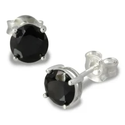 SilberDream Ohrring Zirkonia schwarz 6mm rund Silber Ohrstecker SDO716S