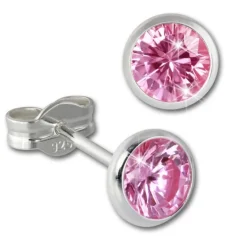 SilberDream Ohrring Zirkonia rosa 5mm 925 Silber Ohrstecker SDO5535A
