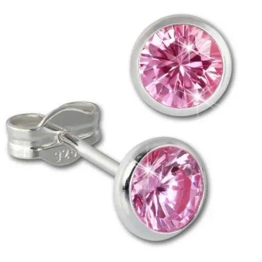 SilberDream Ohrring Zirkonia rosa 5mm 925 Silber Ohrstecker SDO5535A