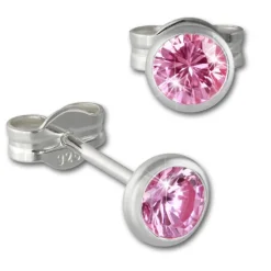 SilberDream Ohrring Zirkonia rosa 4mm 925 Silber Ohrstecker SDO5534A