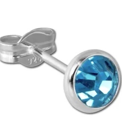 SilberDream Ohrring Zirkonia hellblau 5mm 925 Silber Ohrstecker SDO5535H