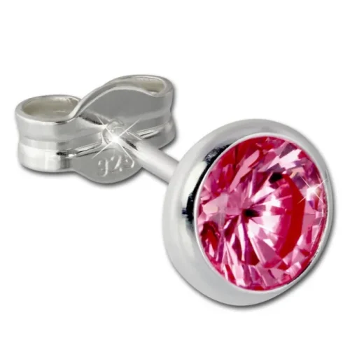 SilberDream Ohrring Zirkonia rubinrot 6mm 925 Silber Ohrstecker SDO5536P