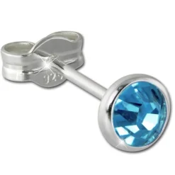 SilberDream Ohrring Zirkonia hellblau 4mm 925 Silber Ohrstecker SDO5534H