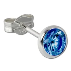 SilberDream Ohrring Zirkonia blau 5mm 925 Silber Ohrstecker SDO5535B