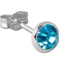 SilberDream Ohrring Zirkonia türkis 5mm 925 Silber Ohrstecker SDO5535T
