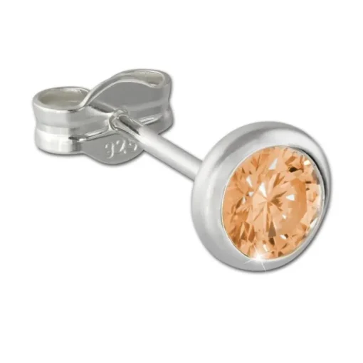 SilberDream Ohrring Zirkonia goldbraun 5mm 925 Silber Ohrstecker SDO5535Y