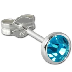SilberDream Ohrring Zirkonia türkis 4mm 925 Silber Ohrstecker SDO5534T
