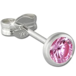 SilberDream Ohrring Zirkonia rosa 4mm 925 Silber Ohrstecker SDO5534A