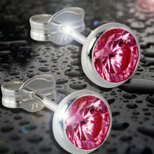 SilberDream Ohrring Zirkonia rubinrot 6mm 925 Silber Ohrstecker SDO5536P