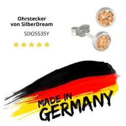 SilberDream Ohrring Zirkonia goldbraun 5mm 925 Silber Ohrstecker SDO5535Y