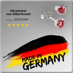 SilberDream Ohrring Zirkonia rubinrot 4mm 925 Silber Ohrstecker SDO5534P