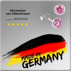 SilberDream Ohrring Zirkonia rosa 5mm 925 Silber Ohrstecker SDO5535A