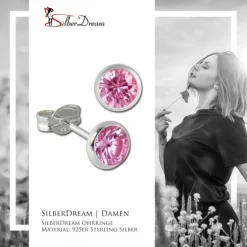 SilberDream Ohrring Zirkonia rosa 5mm 925 Silber Ohrstecker SDO5535A