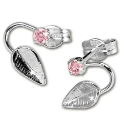 SilberDream Ohrringe Blatt Zirkonia rosa 925 Silber SDO531P