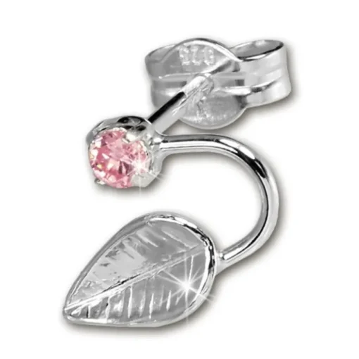 SilberDream Ohrringe Blatt Zirkonia rosa 925 Silber SDO531P