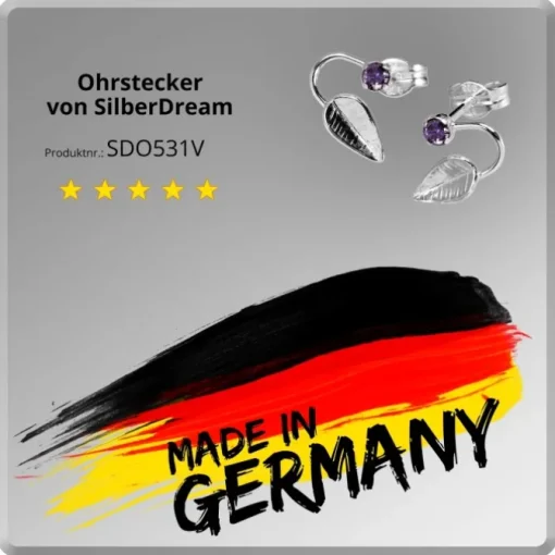 SilberDream Ohrringe Blatt Zirkonia lila 925 Silber SDO531V